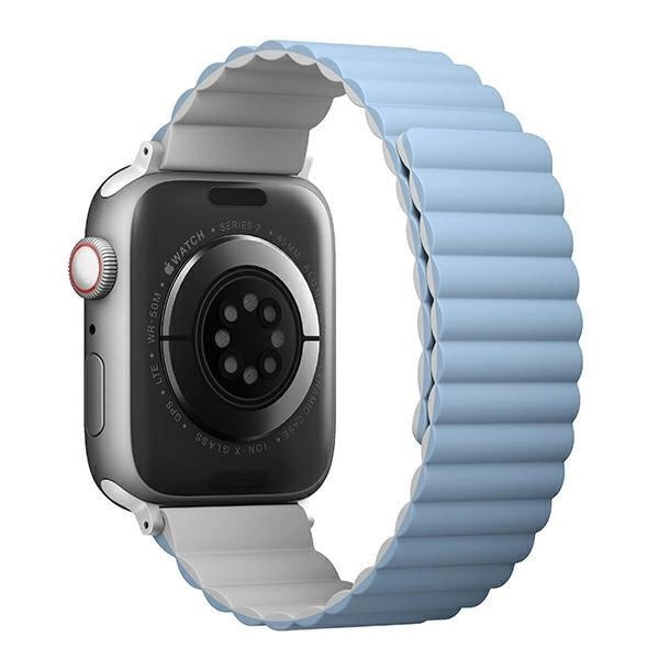Uniq Λουράκι Apple Watch 2 / 3 / 4 / 5 / 6 / 7 / 8 / 9 / SE / ULTRA 1 / ULTRA 2 - 42 / 44 / 45 / 49 mm Revix Μαγνητικό Σιλικόνης Διπλής Όψης - Blue / White Blue