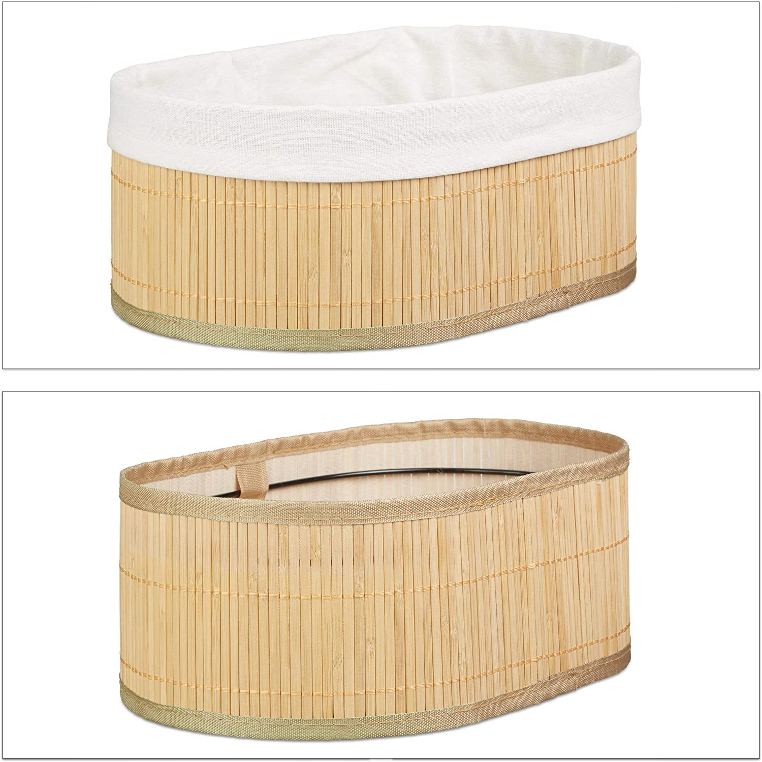 Relaxdays Σετ με 3 Καλάθια Αποθήκευσης από Μπαμπού - Oval - Natural - 4052025961404