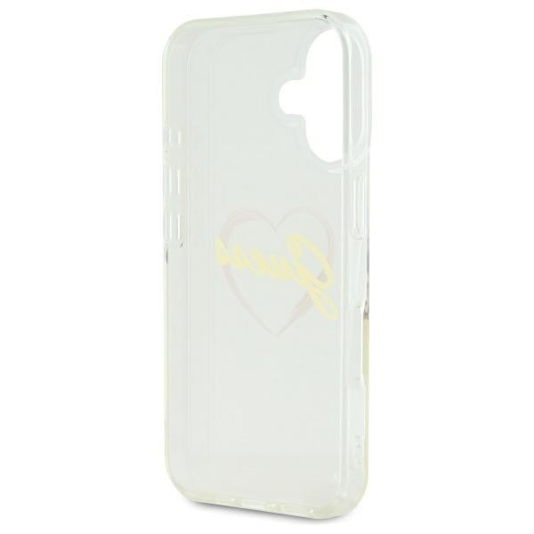 Guess iPhone 16 Plus - IML Heart - Σκληρή Θήκη με Πλαίσιο Σιλικόνης - Διάφανη - GUHCP16MHCHGSPT