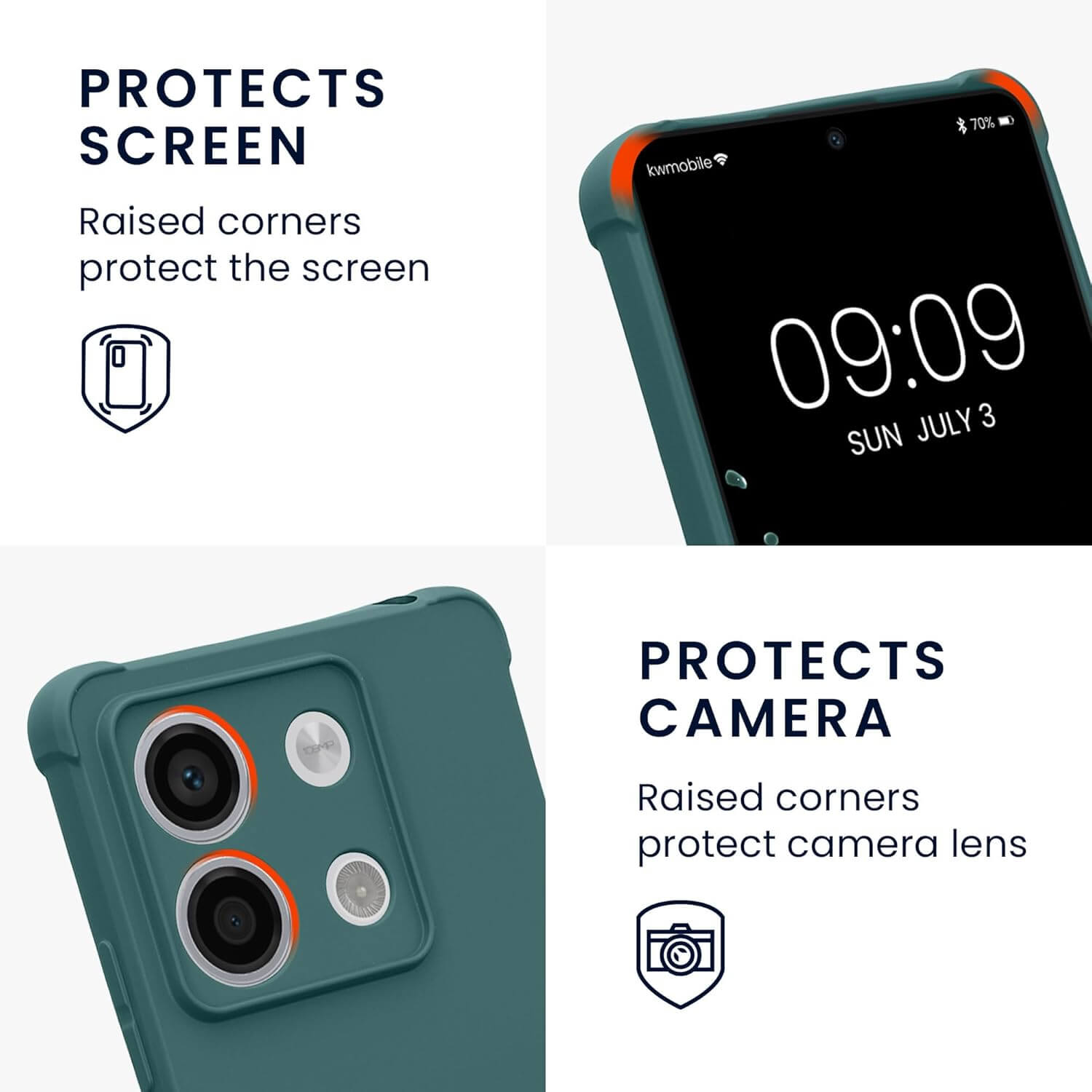 KW Xiaomi Redmi Note 13 5G Θήκη Σιλικόνης TPU με Λουράκι - Petrol