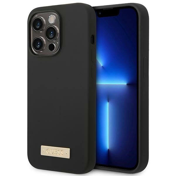 Guess iPhone 14 Pro Silicone Logo Plate MagSafe Θήκη Σιλικόνης με MagSafe - Black - GUHMP14LSBPLK