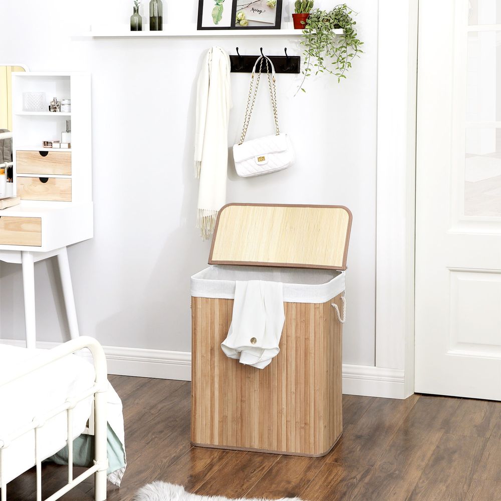 Songmics Καλάθι Απλύτων από Μπαμπού - 100L - Natural - LCB071N02