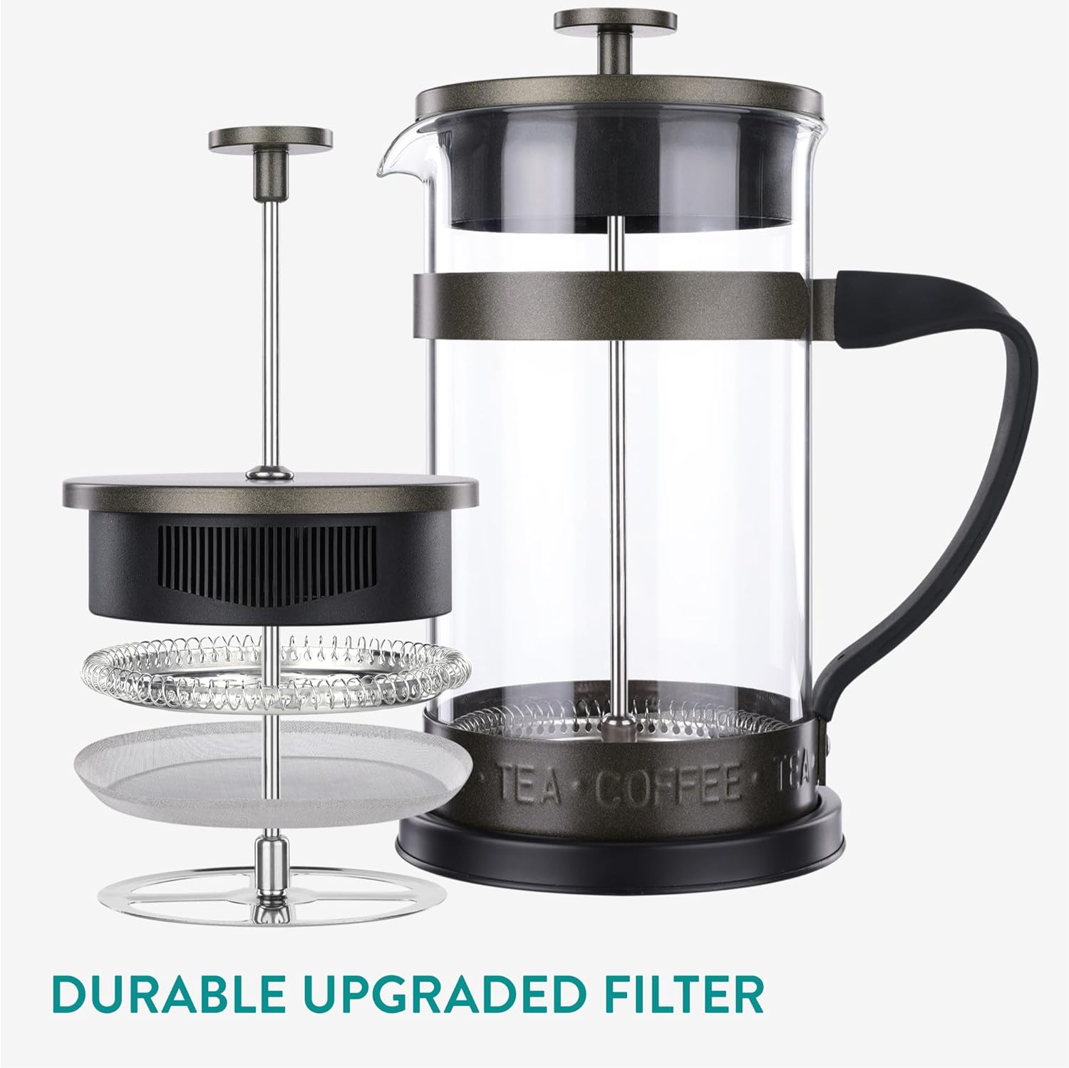 Navaris Γαλλική Καφετιέρα με Φίλτρο από Ανοξείδωτο Ατσάλι - 1000ml - Brown - 46547.03