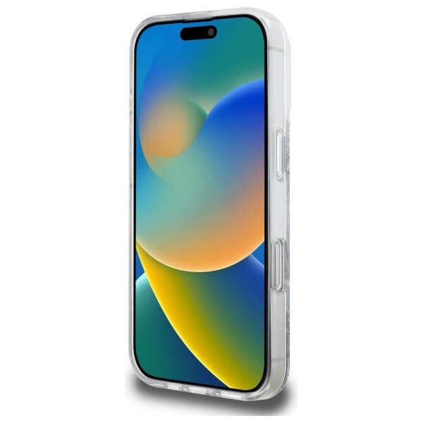 Guess iPhone 16 Pro - Resin Gradient Glitter - MagSafe Σκληρή Θήκη με Πλαίσιο Σιλικόνης - Silver - GUHMP16LRGRGES