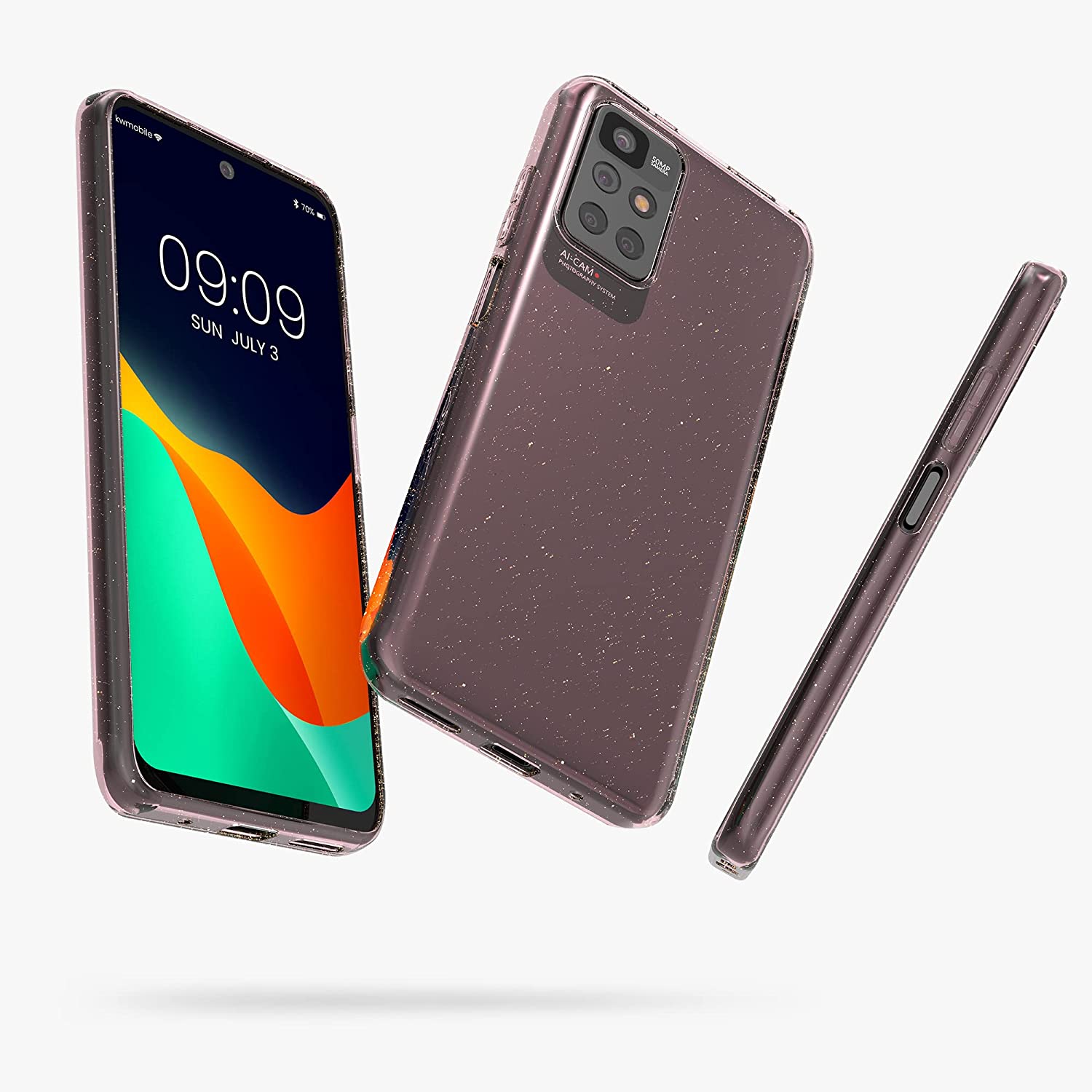 KW Xiaomi Redmi 10 Θήκη Σιλικόνης TPU Design Glitter Uniform - Διάφανη / Silver Pink - 56839.02