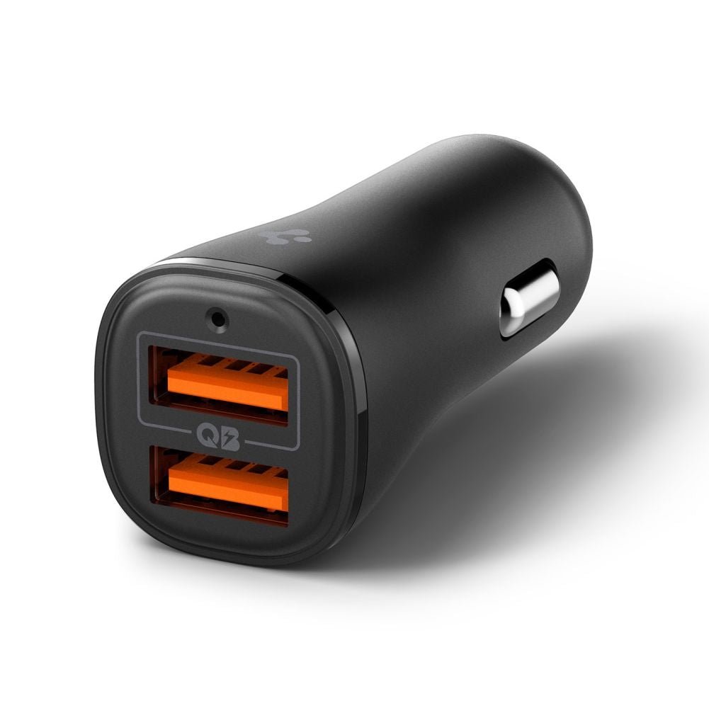 Spigen Essential EV302 Φορτιστής Αυτοκινήτου Γρήγορης Φόρτισης 30W με 2 Θύρες USB - Black