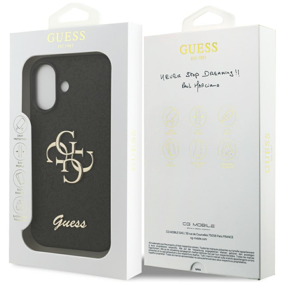 Guess iPhone 17 - Fixed Glitter Big 4G - Σκληρή Θήκη με Πλαίσιο Σιλικόνης - Black - GUHCP17SHG4SGK