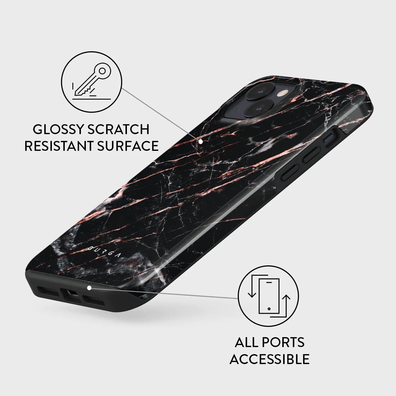 Burga iPhone 14 Plus Fashion Tough Σκληρή Θήκη - Rose Gold Marble