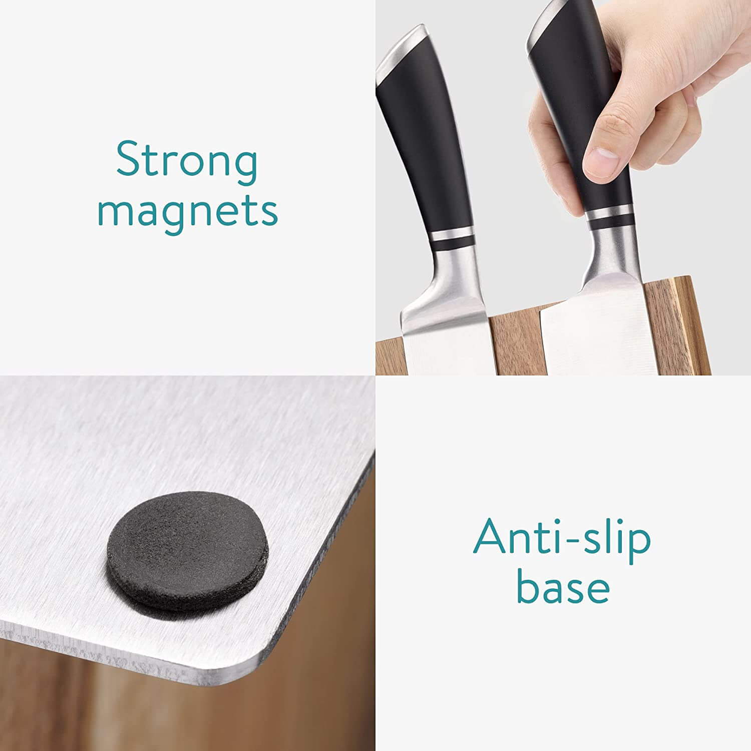 Navaris Μαγνητική Ξύλινη Βάση Μαχαιριών Διπλής Όψης - Acacia - 59010.01