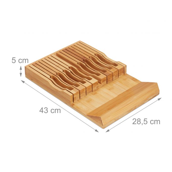 Relaxdays Θήκη Μαχαιριών για Συρτάρι από Μπαμπού - Natural - 4052025288358