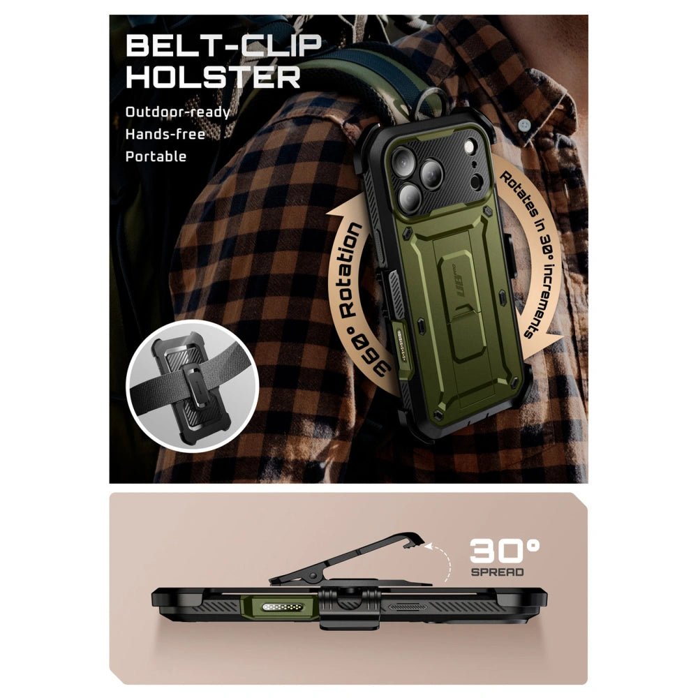 Supcase iPhone 17 Pro Max - Unicorn Beetle Pro - Σκληρή Θήκη με Προστασία Οθόνης και Stand - Green