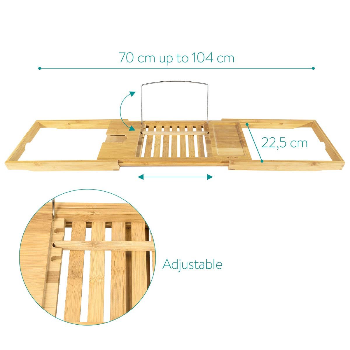 Navaris Wooden Bath Tray Rack Ξύλινη Βάση για τη Μπανιέρα - Brown - 47685.01