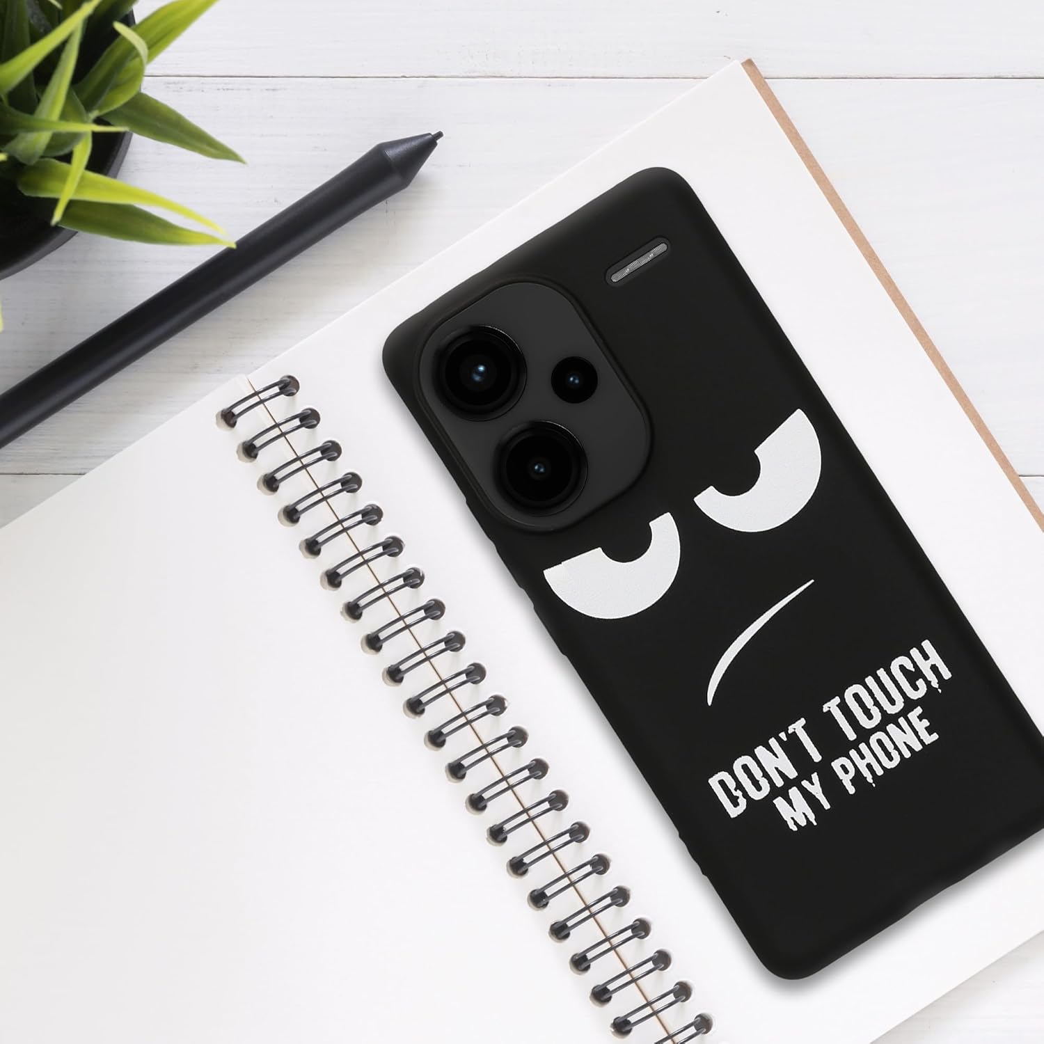 KW Xiaomi Redmi Note 13 Pro+ 5G Λεπτή Θήκη Σιλικόνης TPU - Design Don't Touch My Phone - Black / White