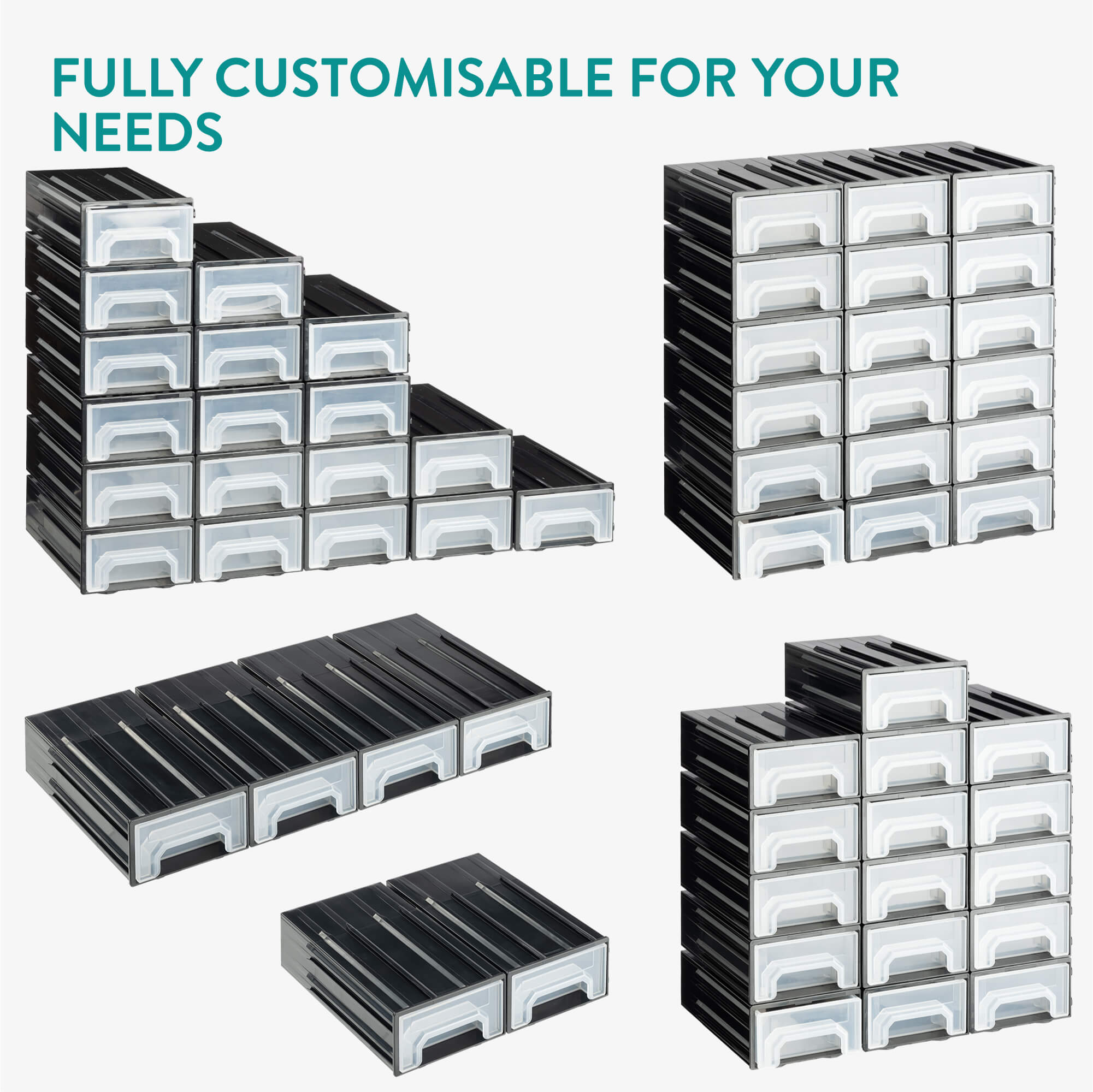Navaris Σετ με 18 Συρτάρια Οργάνωσης - 15 x 8.6 x 4.9 cm - Black - 61952.01