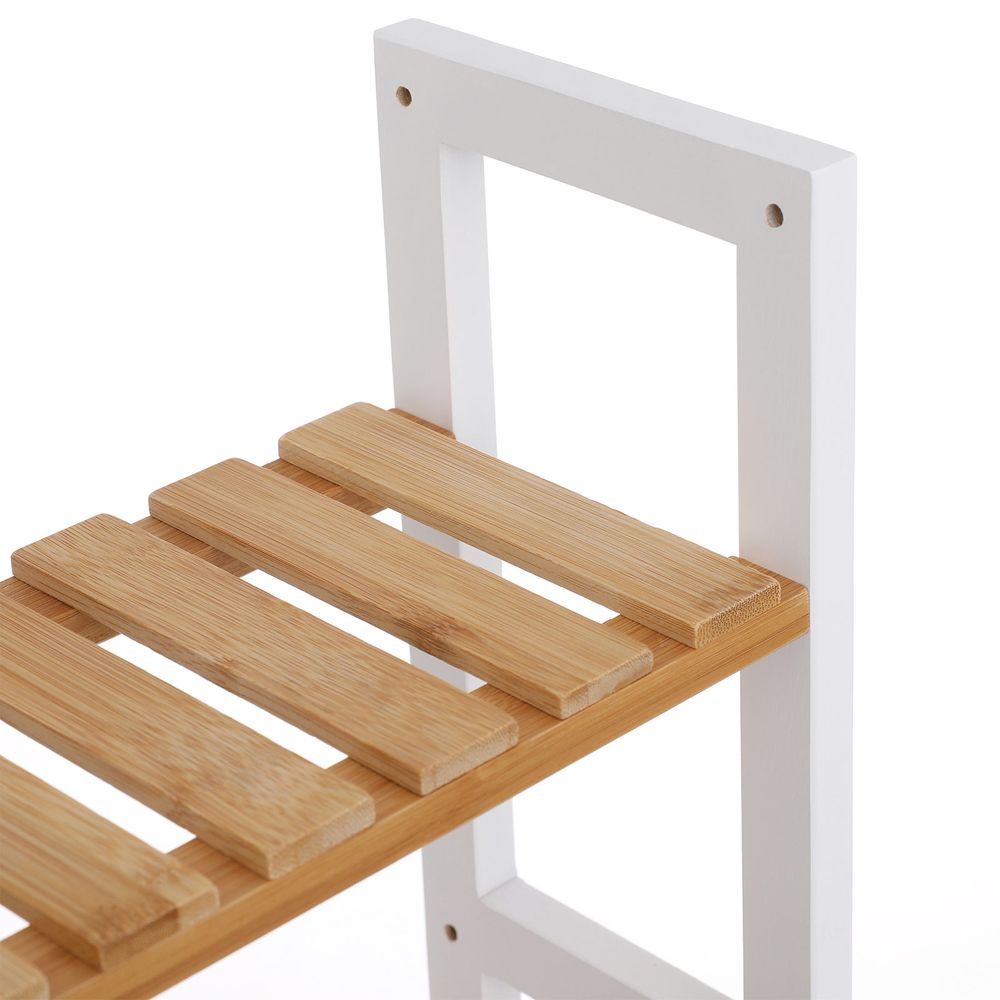 Songmics Επιτοίχια Βάση από Μπαμπού με 3 Ράφια - Natural / White - BCB13WN