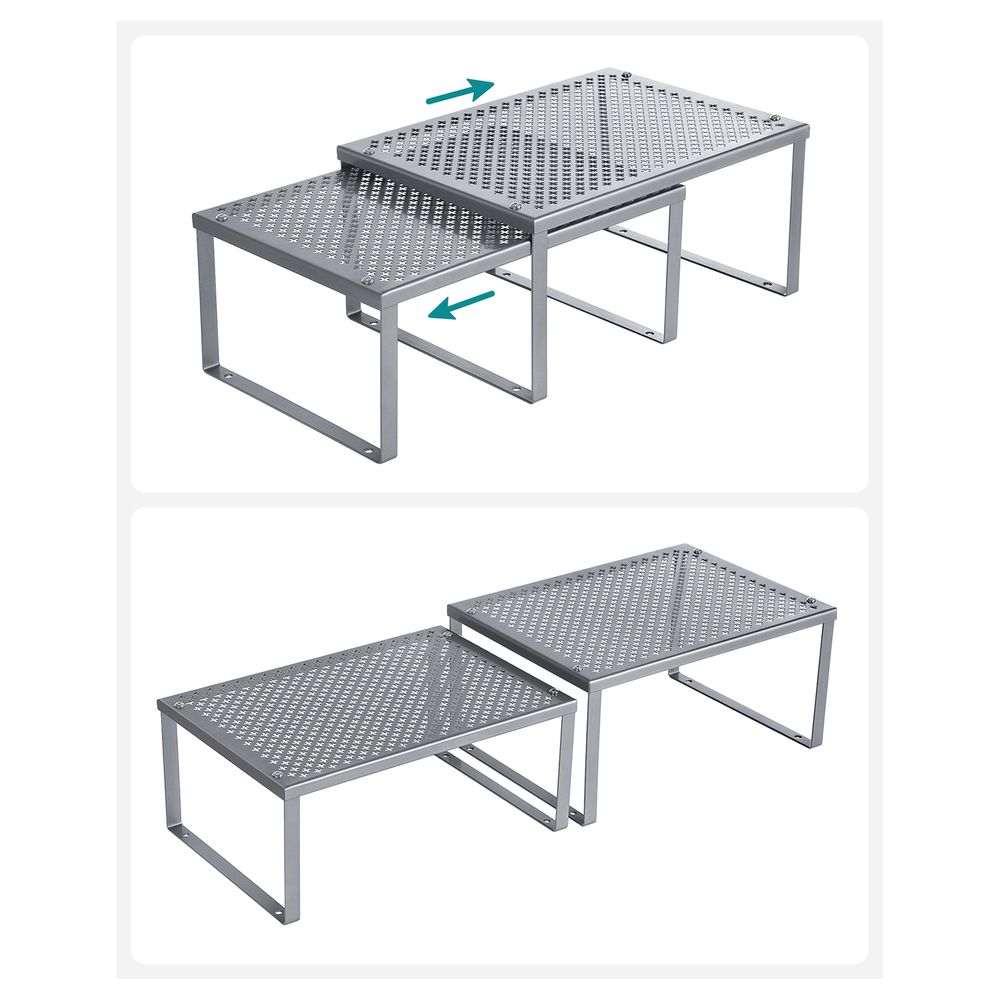 Songmics Σετ με 2 Μεταλλικά Ράφια για τον Πάγκο - Silver - KCS01SV