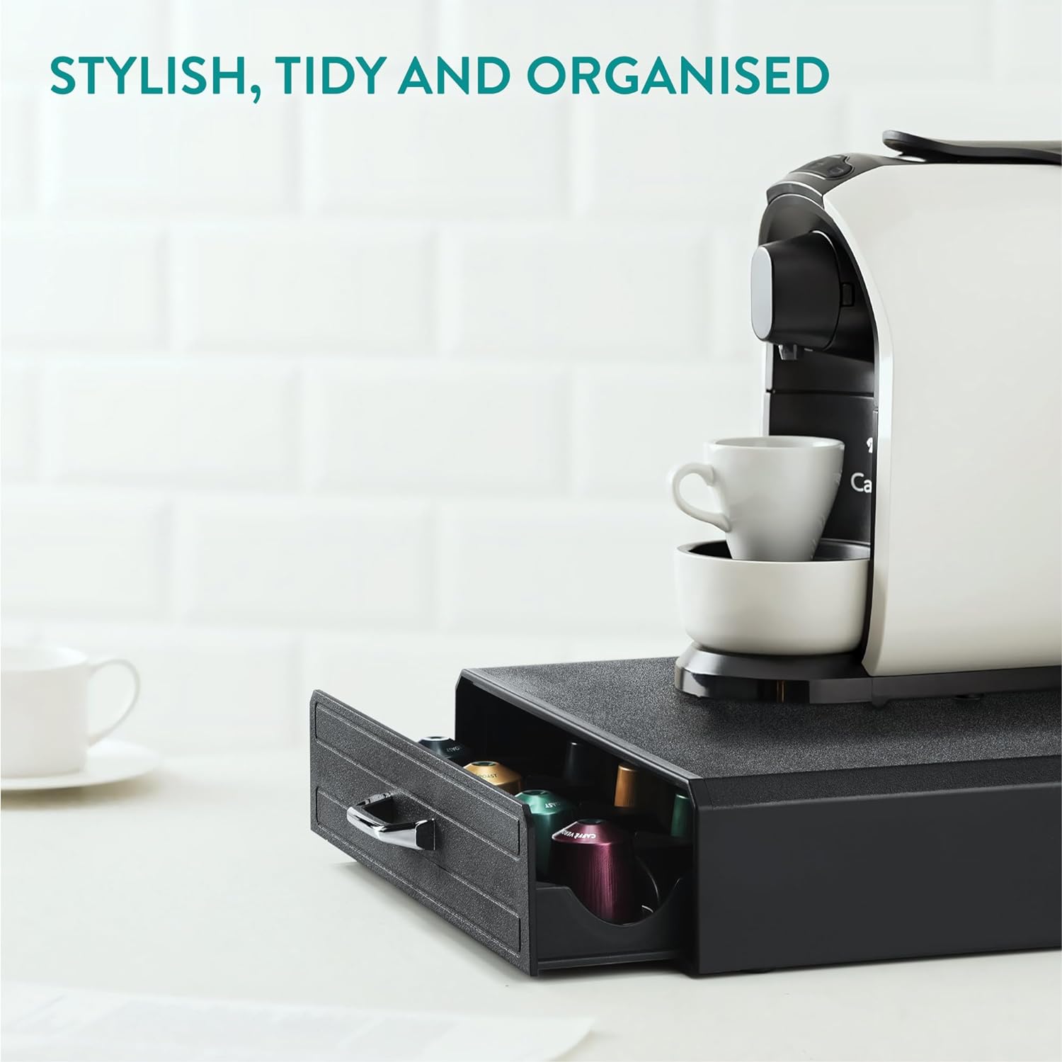 Navaris Συρτάρι για Κάψουλες Nespresso Vertuo / Βάση για Καφετιέρα - Black - 61701.01