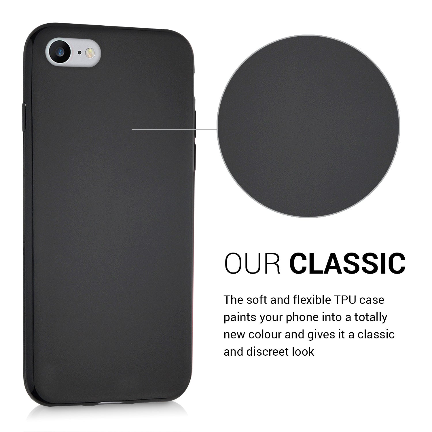 KW iPhone SE 2022 / SE 2020 / 7 / 8 Θήκη Σιλικόνης TPU - Black Matt - 39458.01