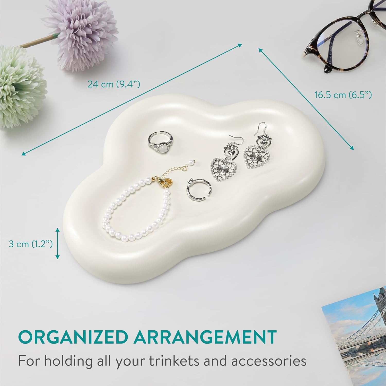 Navaris Διακοσμητικός Δίσκος Abstract Cloud - 24 x 16.5 x 3 cm - Beige - 61654.02