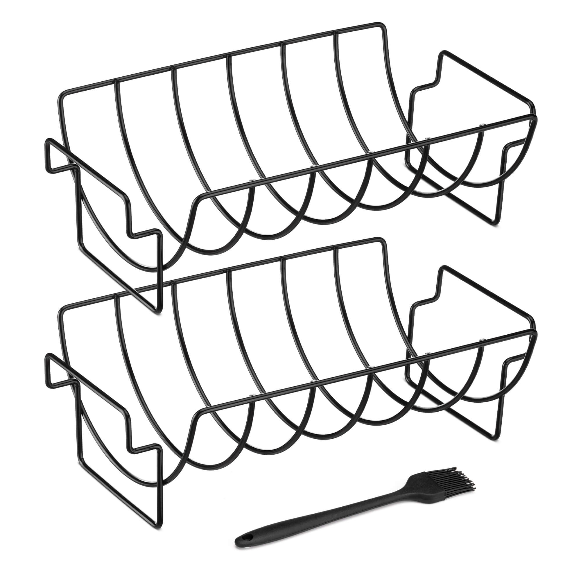 Navaris Σετ με 2 Αντικολλητικά Μεταλλικά Πλέγματα Ψησίματος με Πινέλο Σιλικόνης - Black - 54518.02