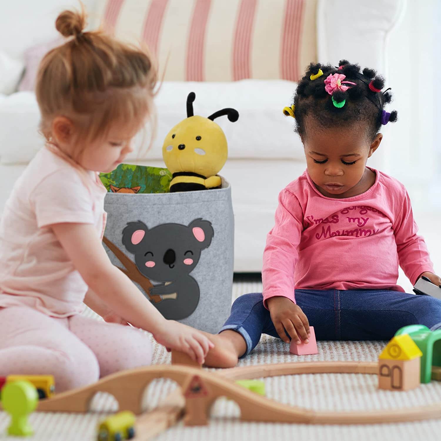 Relaxdays Παιδικό Καλάθι Αποθήκευσης από Τσόχα - Koala - Grey - 4052025977344