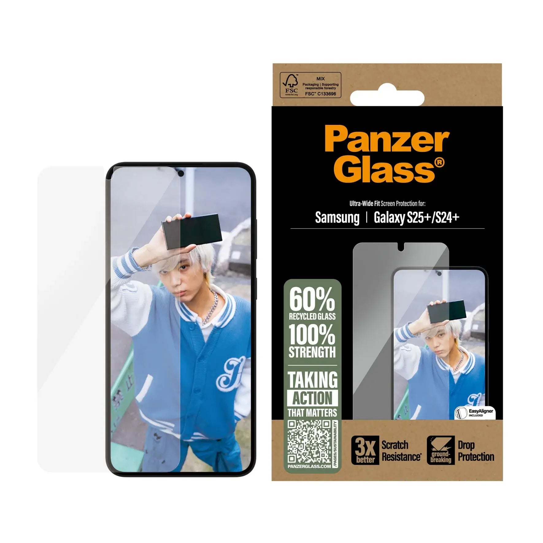 PanzerGlass Samsung Galaxy S24 Plus / S25 Plus - Ultra-Wide Fit Case Friendly Full Screen Αντιχαρακτικό Γυαλί Οθόνης - Διάφανο
