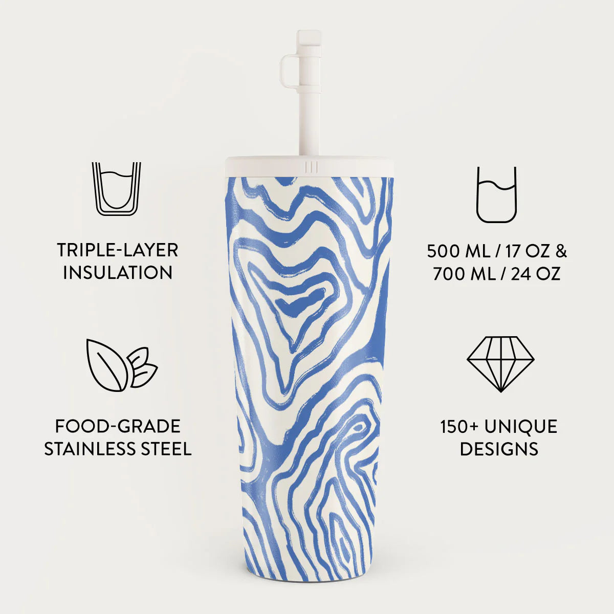 Burga Κούπα θερμός από Ανοξείδωτο Ατσάλι με καλαμάκι - 700ml - Seven Seas