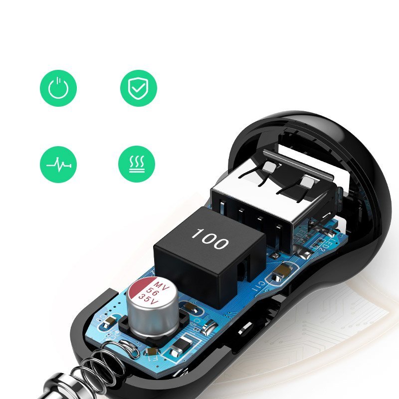 Ugreen Φορτιστής Αυτοκινήτου 4.8A 24W με Δύο Θύρες USB - Black