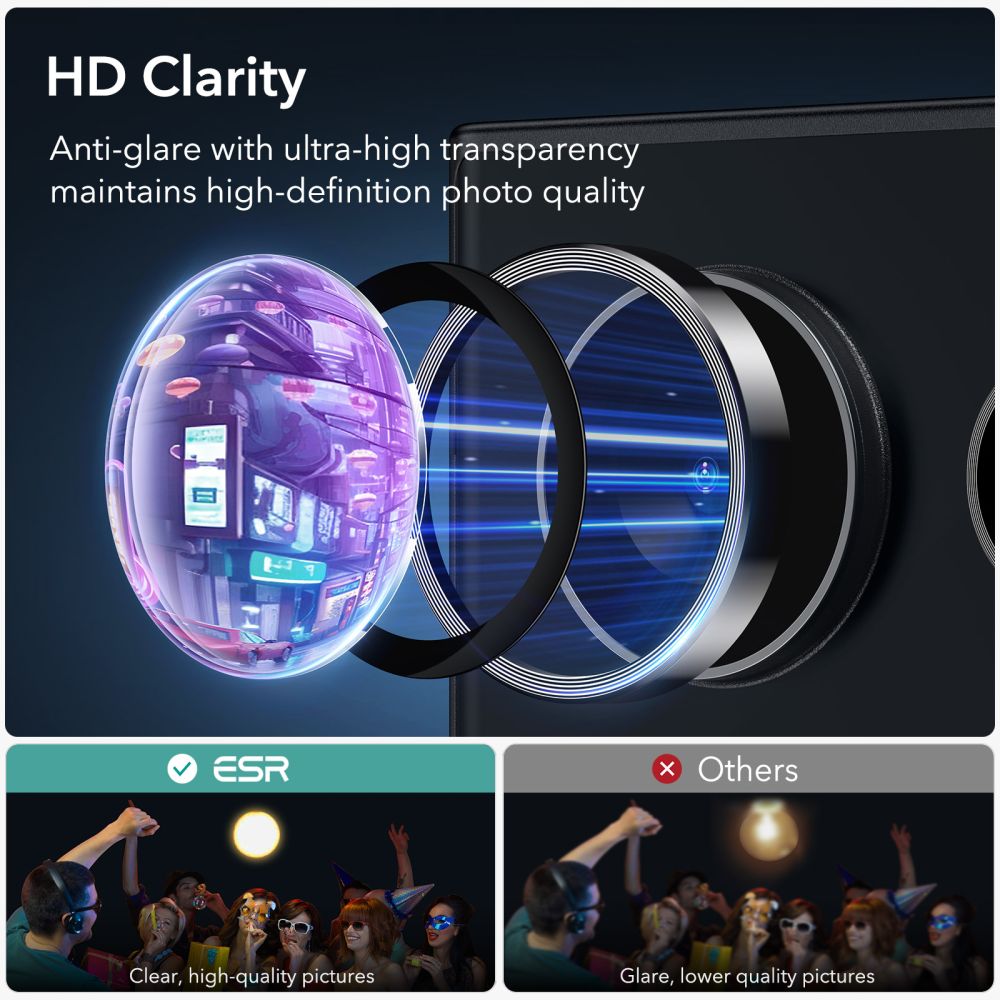 ESR Samsung Galaxy S24 Ultra Armorite Camera Lens 9H Αντιχαρακτικό Γυαλί για την Κάμερα - Black
