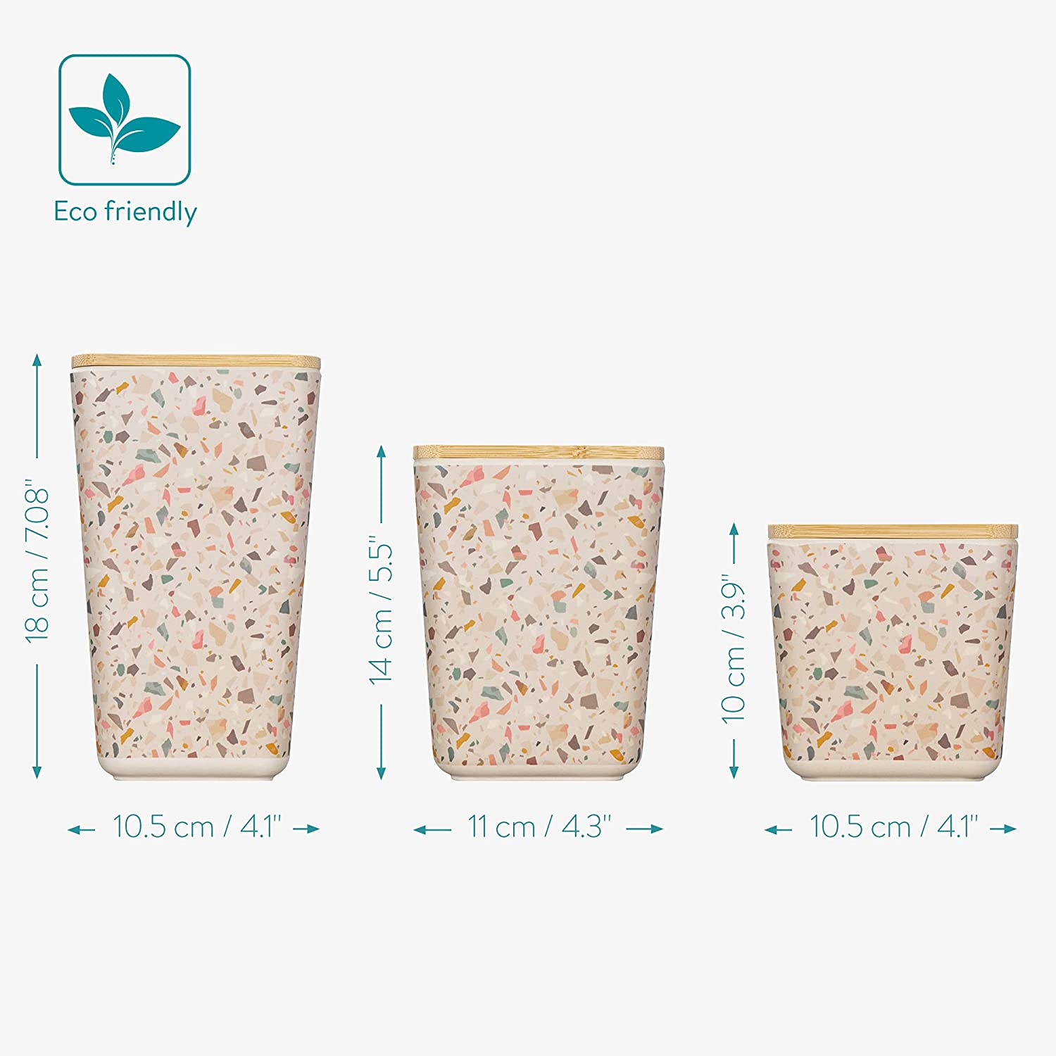 Navaris Σετ με 3 Κουτιά Αποθήκευσης με Καπάκι από Μπαμπού - Beige - 54250.01