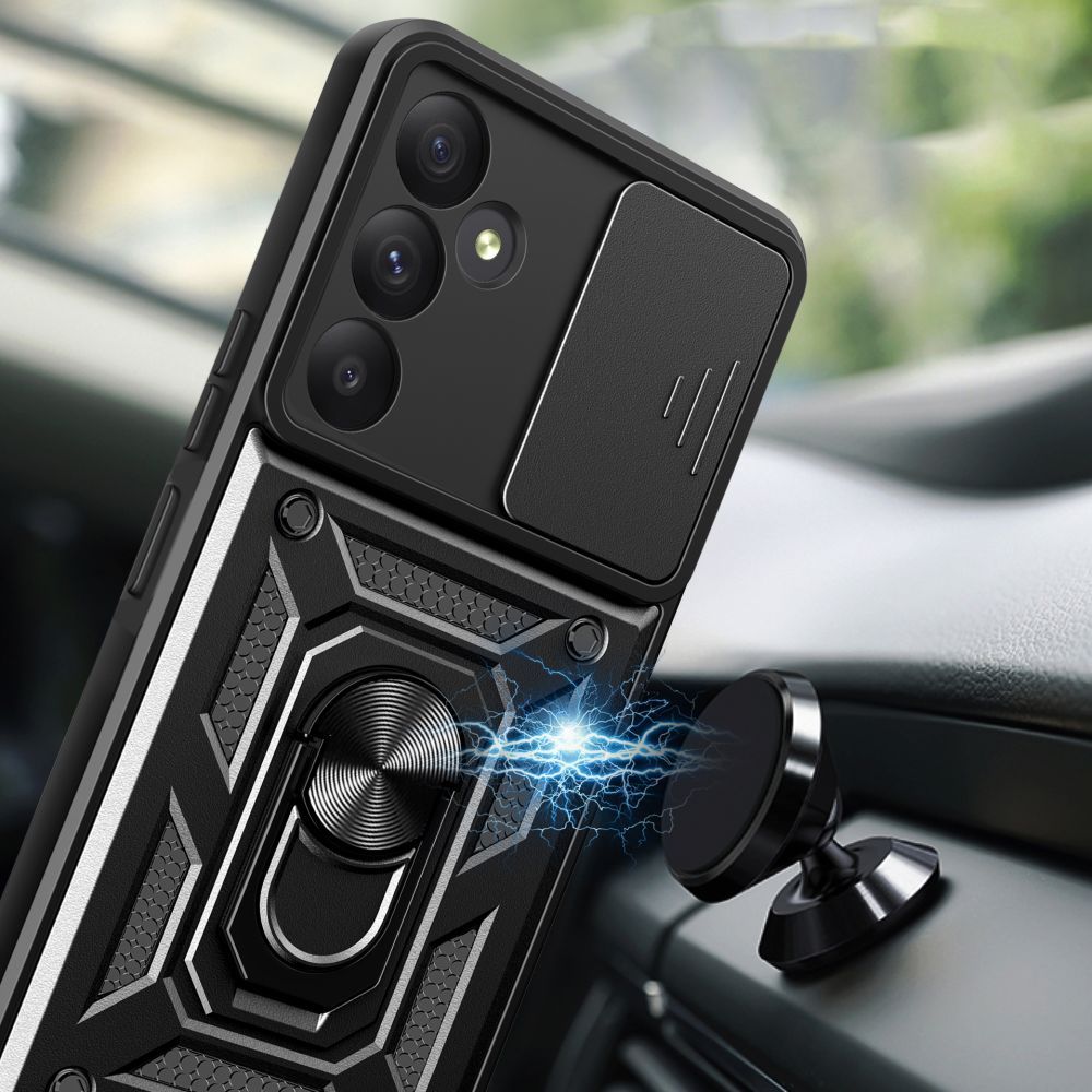 Tech - Protect Samsung Galaxy S24 FE Camshield Pro Σκληρή Θήκη με Πλαίσιο Σιλικόνης και Δαχτυλίδι Συγκράτησης - Black
