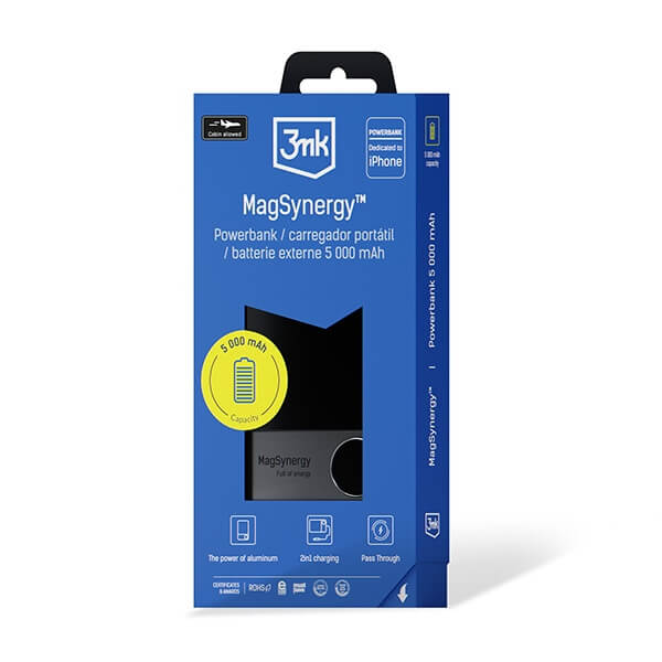 3MK MagSynergy MagSafe PowerBank 5000mAh με 1 Θύρα Type-C και 1 Θύρα Lightning - Black