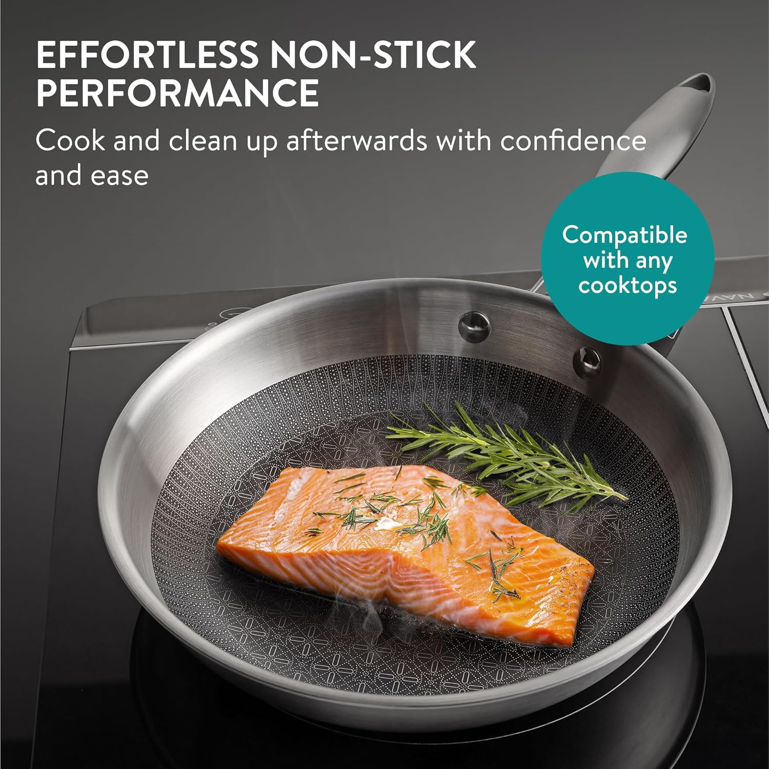 Navaris Ανοξείδωτο Τηγάνι - 22 cm - Silver