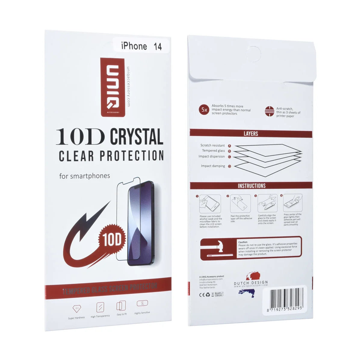 Tuniq iPhone 14 - Προστασία Οθόνης - Full Screen 10D Αντιχαρακτικό Γυαλί Tempered Glass - Διάφανο / Μαύρο