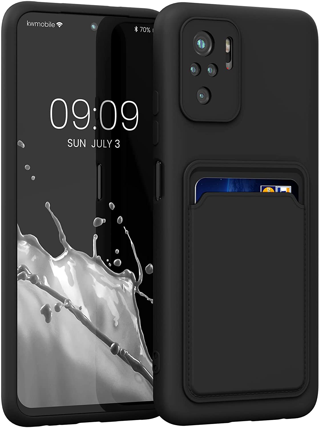KW Xiaomi Redmi Note 10 / Note 10s / Poco M5s Θήκη Σιλικόνης TPU με Υποδοχή για Κάρτα - Black Matte - 56956.47