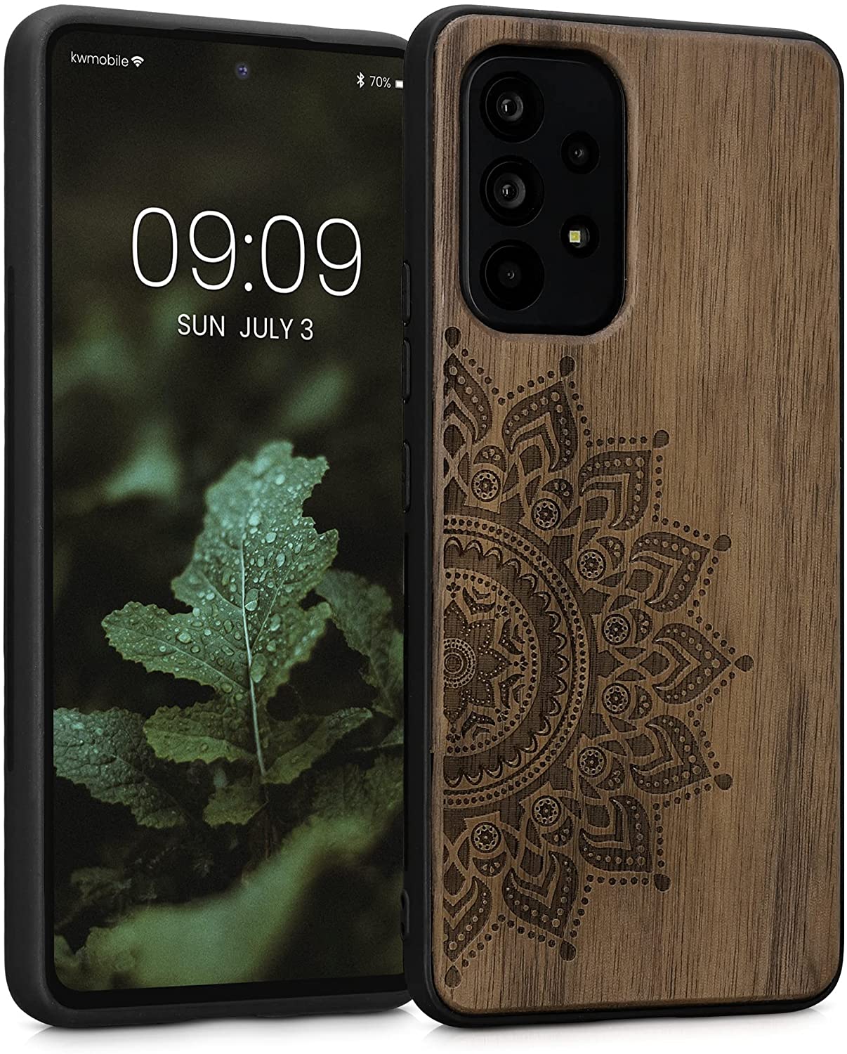 KW Samsung Galaxy A53 5G Θήκη από Φυσικό Ξύλο - Design Rising Sun - Dark Brown - 58317.01