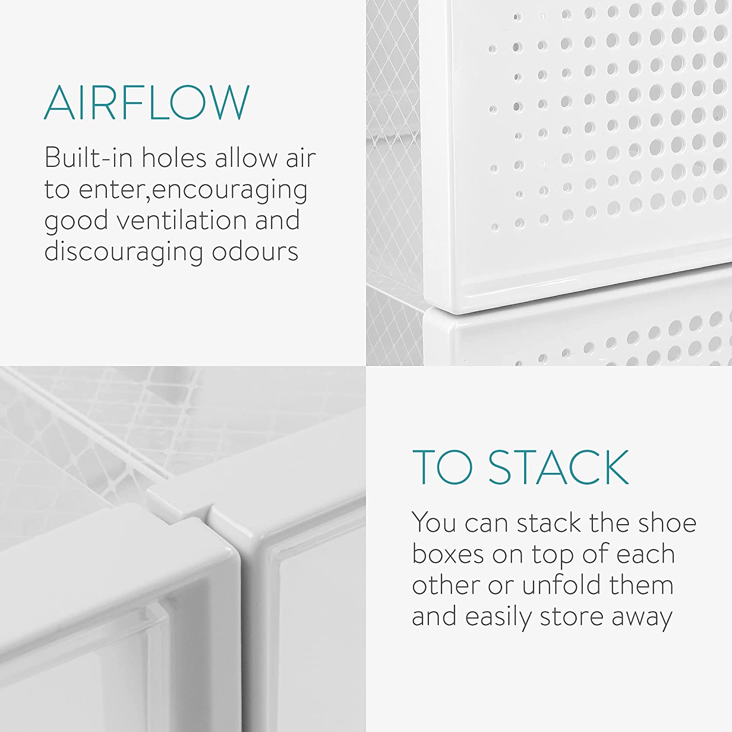 Navaris Σετ με 6 Κουτιά Αποθήκευσης Υποδημάτων - White - 49045.06