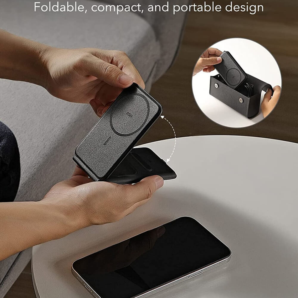 ESR Premium 3in1 Travel Set Ασύρματος Μαγνητικός Φορτιστής MagSafe 15W - Black