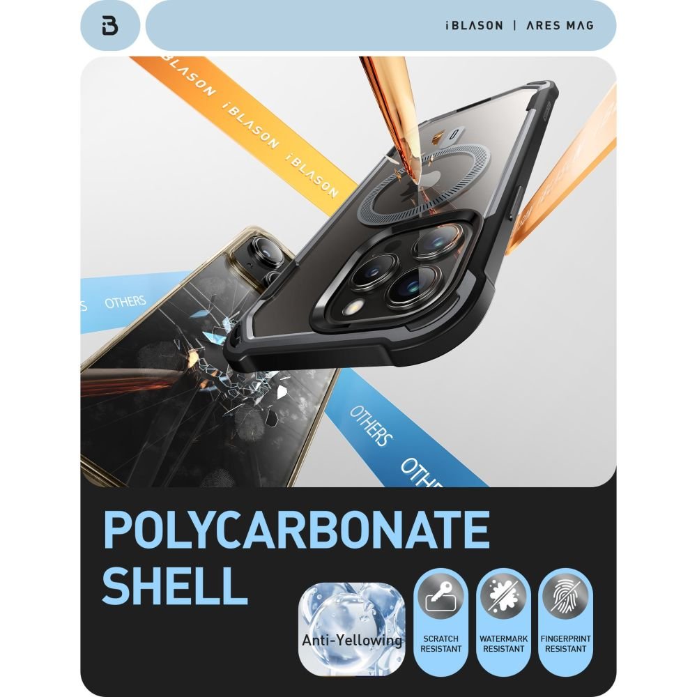 i - Blason iPhone 15 Pro Max Ares Mag MagSafe Σκληρή Θήκη με Πλαίσιο Σιλικόνης και Προστασία Οθόνης - Black