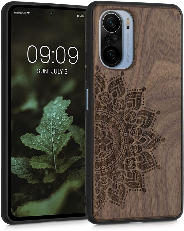 KW Xiaomi Redmi 10 Θήκη από Φυσικό Ξύλο - Design Rising Sun - Dark Brown - 56794.01