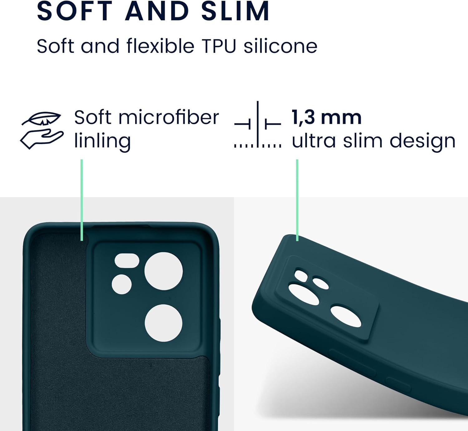 KW Xiaomi 13T / 13T Pro Λεπτή Θήκη Σιλικόνης Rubberized TPU - Matte Petrol