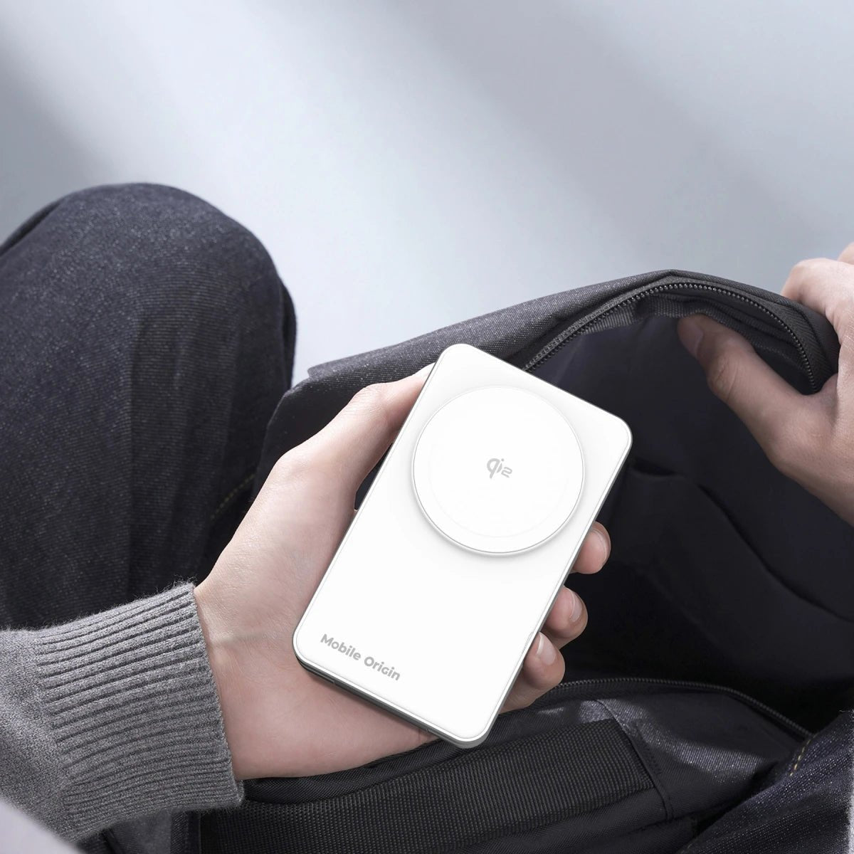 Mobile Origin Qi2 CompactStand 3in1 Ασύρματος Μαγνητικός Φορτιστής MagSafe - White / Silver