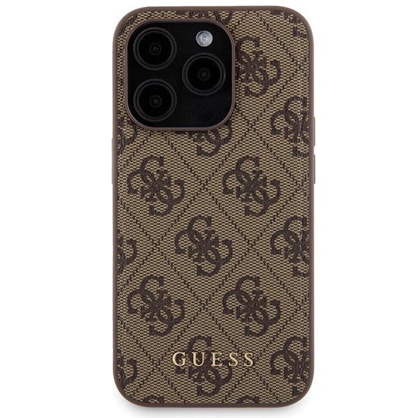 Guess iPhone 15 Pro Max - 4G Metal Logo Σετ MagSafe Σκληρή Θήκη με Επένδυση Συνθετικού Δέρματος και Powerbank 5000mAh - Brown - GUBPM5P15X4GEMGW