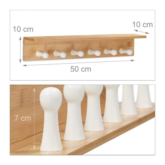 Relaxdays Επιτοίχια Κρεμάστρα για Πετσέτες από Μπαμπού - Natural - 4052025202941