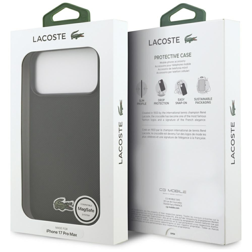 Lacoste iPhone 17 Pro Max - Iconic Petit Pique Woven Logo MagSafe - Σκληρή Θήκη με Πλαίσιο Σιλικόνης - Black