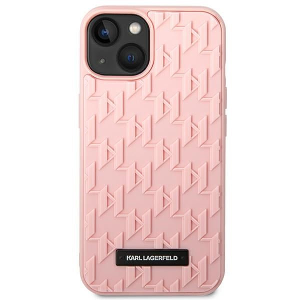 Karl Lagerfeld iPhone 14 Plus - 3D Monogram Σκληρή Θήκη με Πλαίσιο Σιλικόνης - Pink - KLHCP14MRUPKLPP