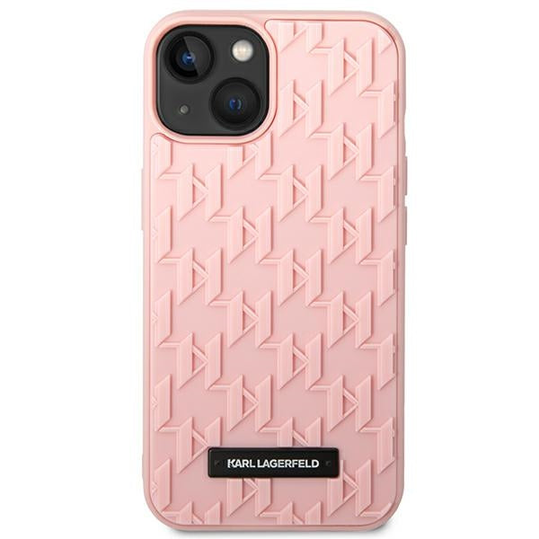 Karl Lagerfeld iPhone 14 Plus - 3D Monogram Σκληρή Θήκη με Πλαίσιο Σιλικόνης - Pink - KLHCP14MRUPKLPP