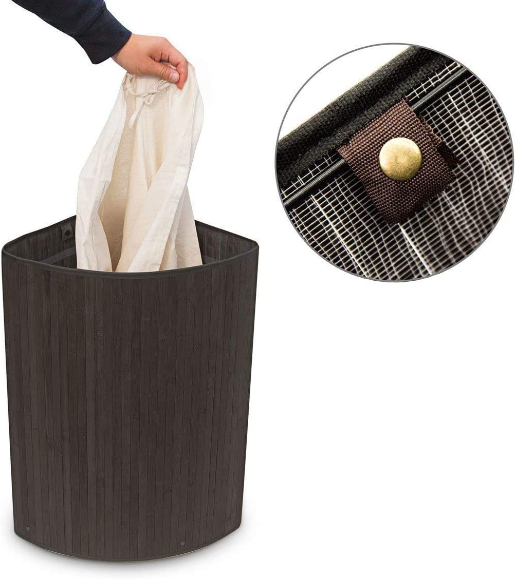 Relaxdays Καλάθι Απλύτων από Μπαμπού με Καπάκι - Black / White - 4052025046774