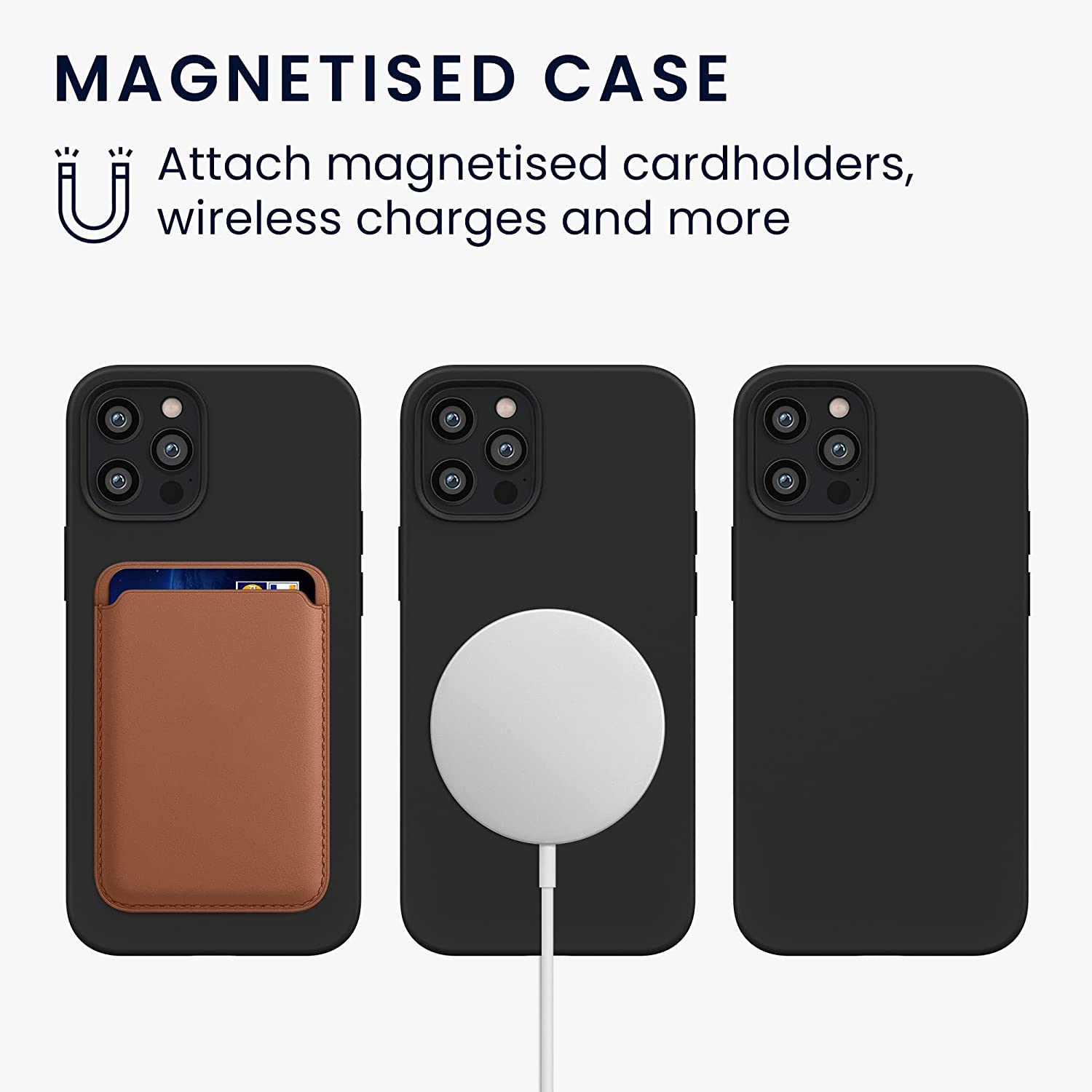 KW iPhone 12 / 12 Pro Θήκη Σιλικόνης Rubber TPU με MagSafe - Black - 56556.01
