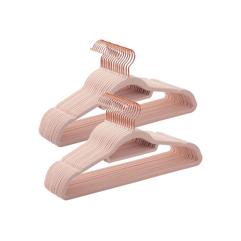 Songmics Σετ με 30 Βελούδινες Κρεμάστρες Ρούχων - Rose Gold / Light Pink - CRF21PK30